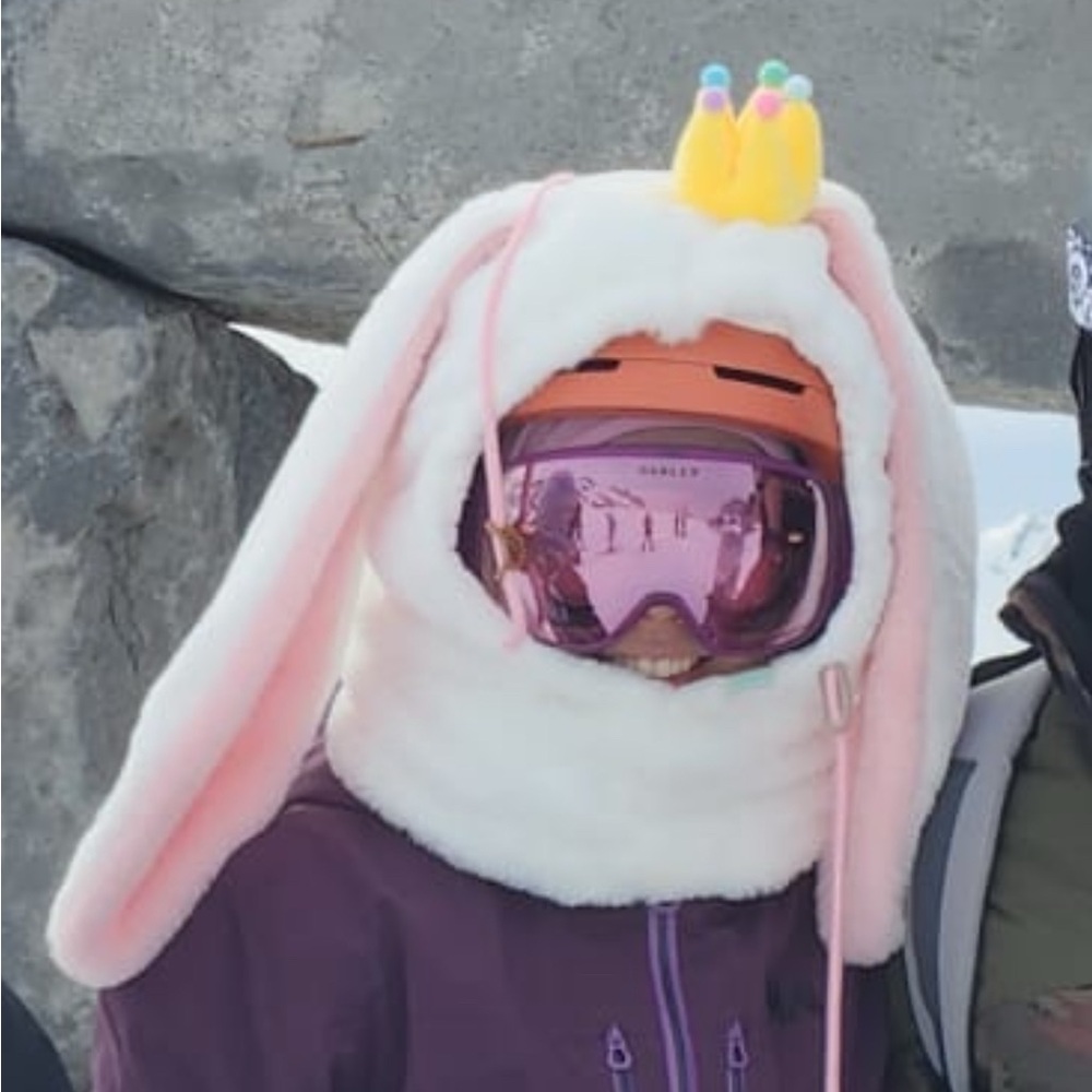 White Bunny Ear Ski/Snowboard Hood or Helmet Cover